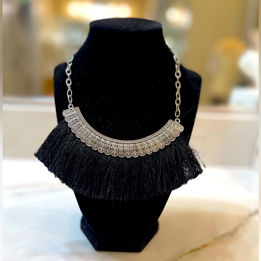 Silver and Black Necklace